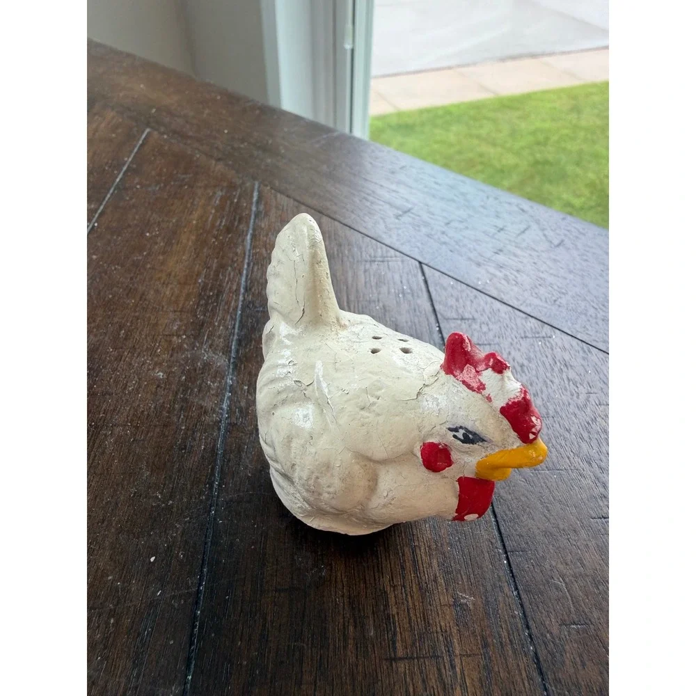 Vintage A Santini Italy Rooster Figurine and Chicken Salt Pepper Shakers Set